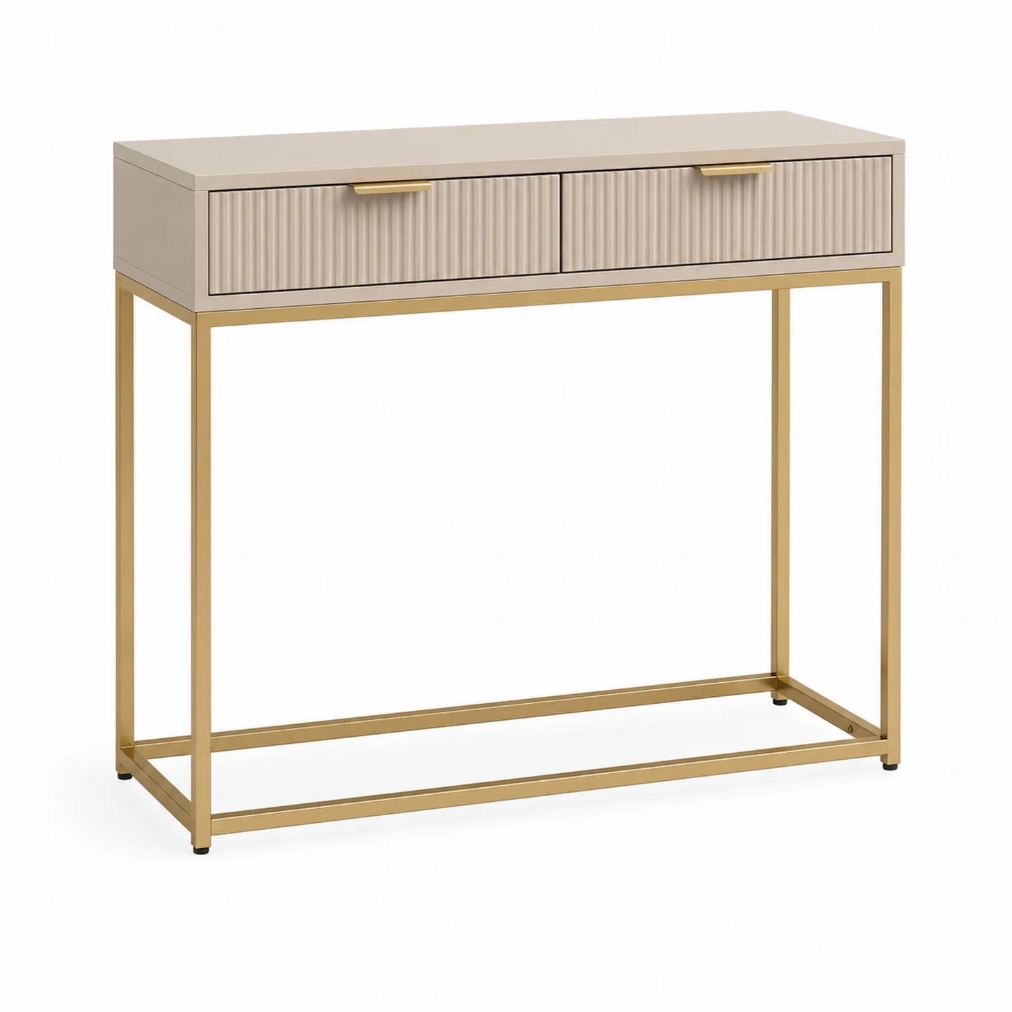 Konsolentisch mit zwei Schubladen Beige MDF Stahl 100cm