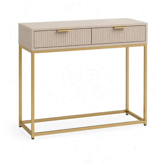 Konsolentisch mit zwei Schubladen Beige MDF Stahl 100cm