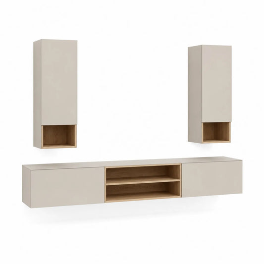 TV-Möbelset MDF Eichenfurnier Beige 180cm