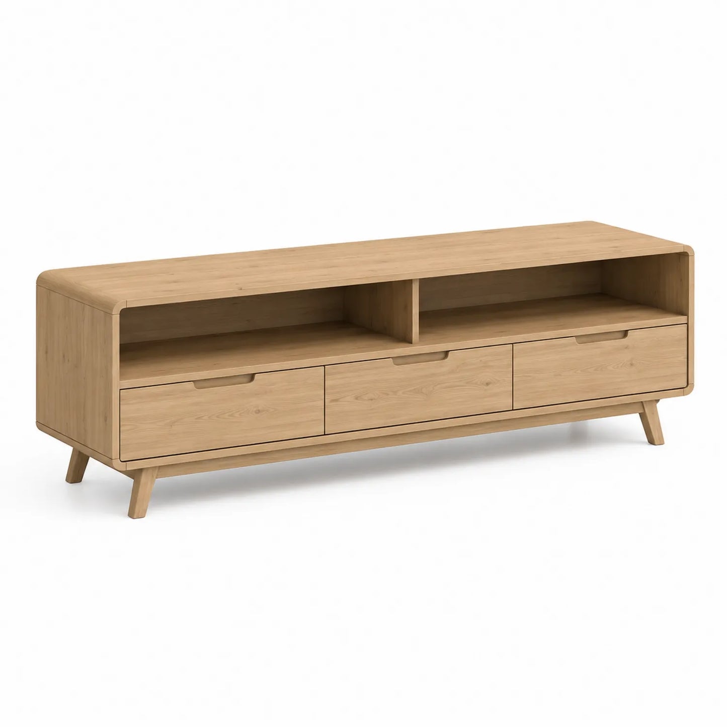 TV-Lowboard aus Holz mit Schubladen und offenen Fächern