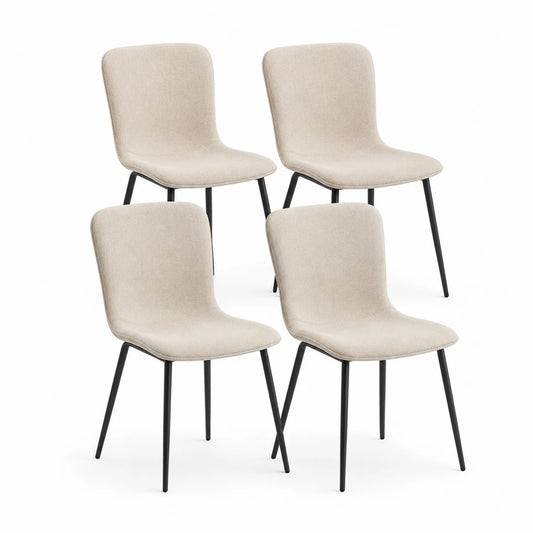 4er-Set Esszimmerstühle mit Metallbeinen und Polyesterbezug Beige