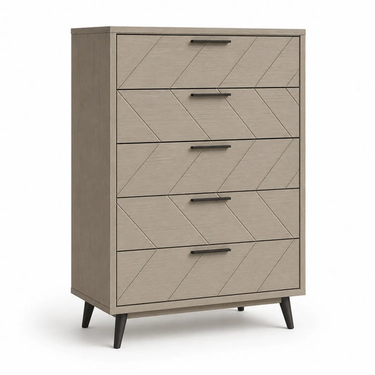 Holzschrank mit 5 Schubladen MDF Eiche 120x80x40 cm