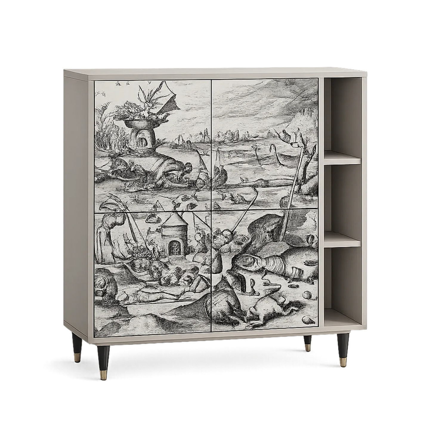 Sideboard mit Vintage-Druck MDF 120cm x 40cm x 140cm