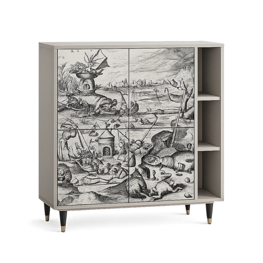 Sideboard mit Vintage-Druck MDF 120cm x 40cm x 140cm