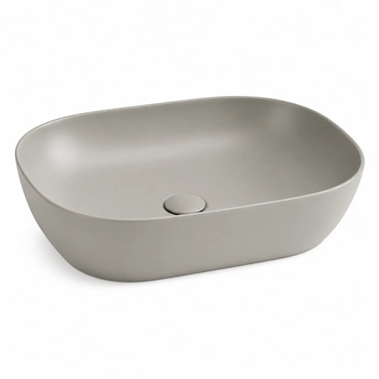 Rechteckiges Mineralguss-Waschbecken Grau 55x35x12cm