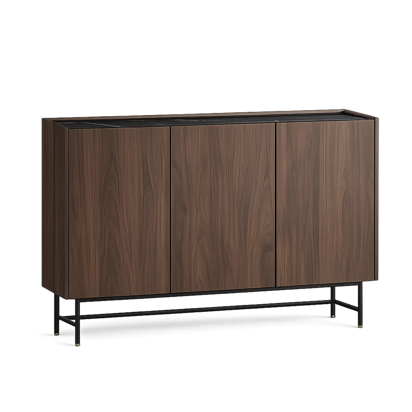 Sideboard aus Walnussholz mit Metallrahmen