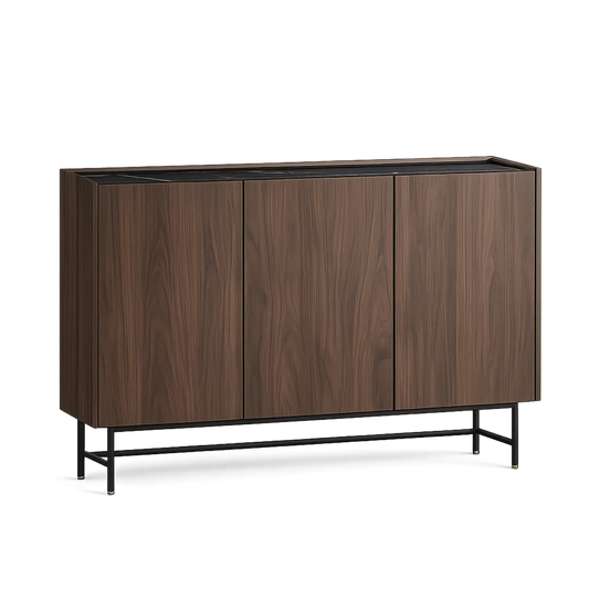 Sideboard aus Walnussholz mit Metallrahmen