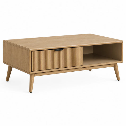 Couchtisch aus Eichenfurnier mit Stauraum 120x60x45cm