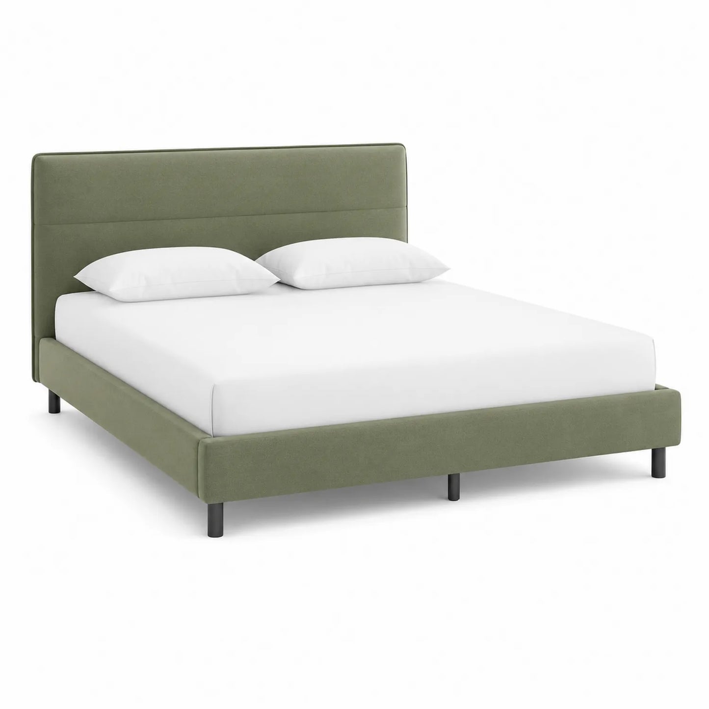 Stoff-Doppelbett 200x160 cm mit Metallrahmen in Olivgrün