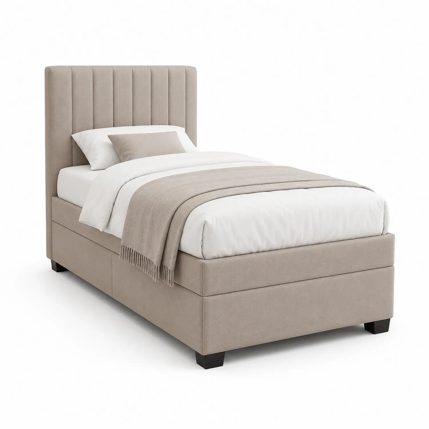 Einzelbett mit Polyesterbezug Beige 200x90cm