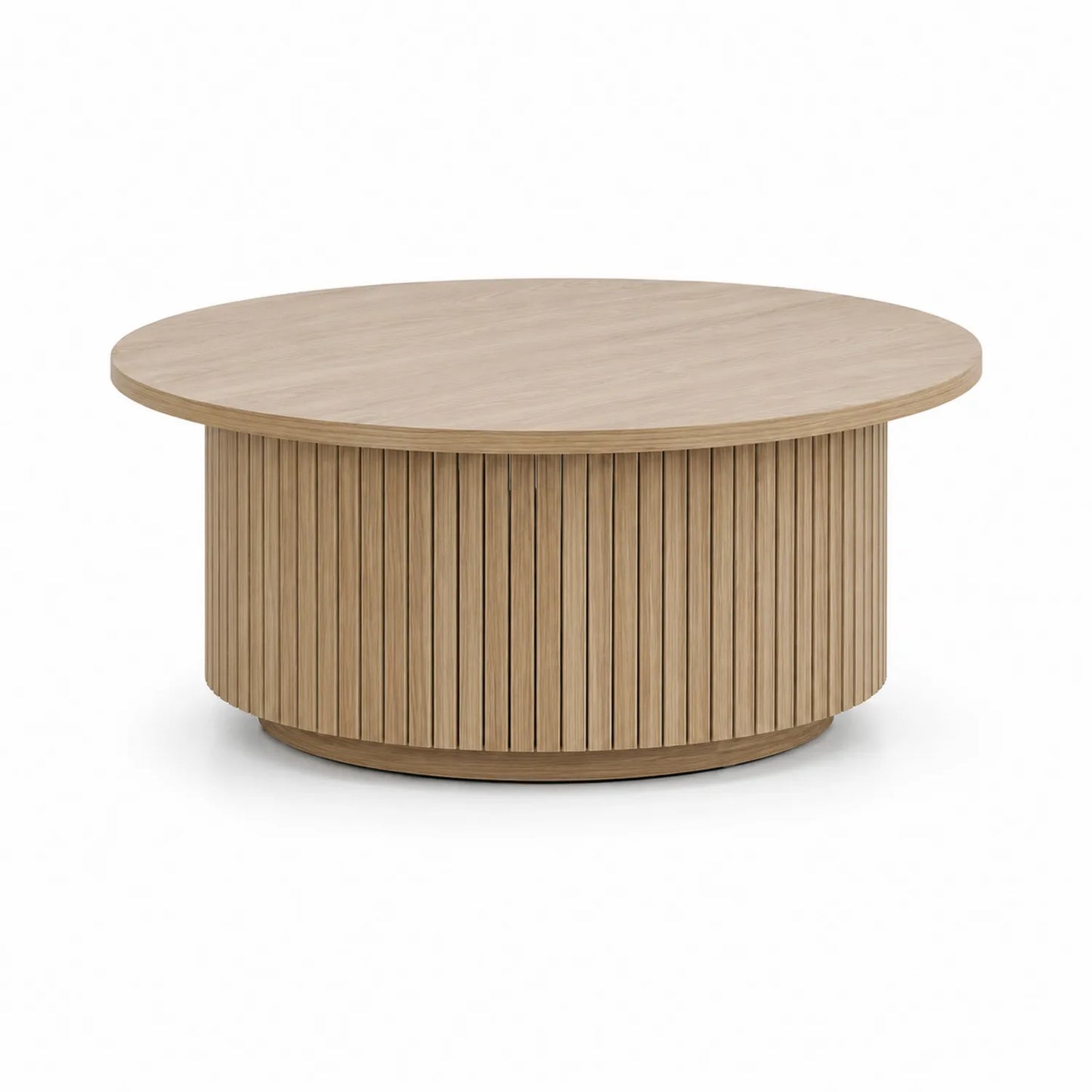 Runder Couchtisch aus Holz Ø90x45cm Eiche natur