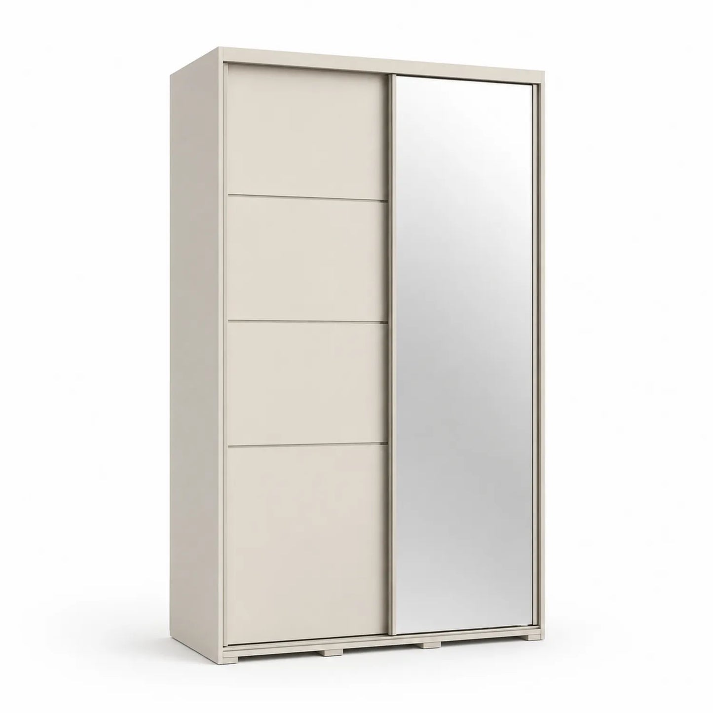 MDF Kleiderschrank mit Schiebetüren und Spiegelglas 200x60x220 cm Beige