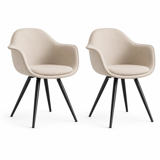 Stoff Esszimmerstuhl Set Beige mit Metallbeinen