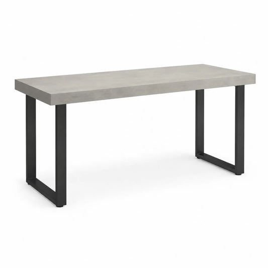 Rechteckiger Tisch Glasfaserbeton Metallbeine 200x90x75cm Hellgrau