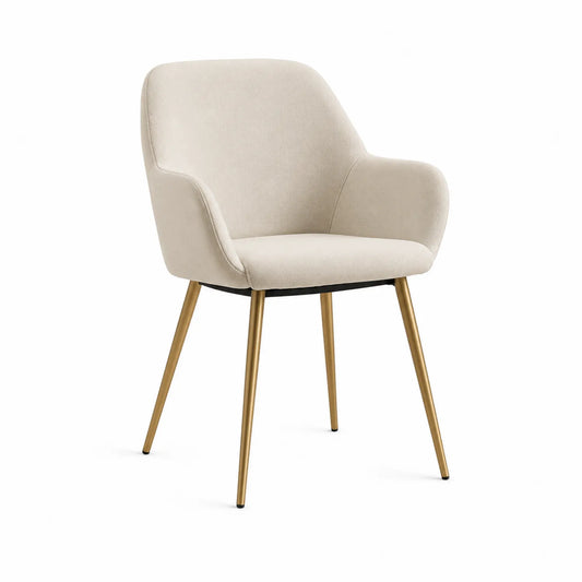 Stuhl mit Armlehne Beige Stoff Metallbeine