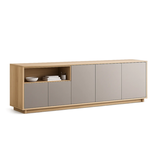 Sideboard Holzfurnier MDF Eiche Grau 200cm