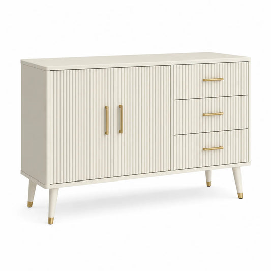 Sideboard Holz Weiß mit Türen und Schubladen 120x75x40cm