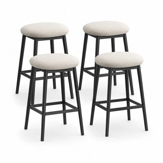 Set aus 4 Hockern mit Metallbeinen und gepolstertem Sitz