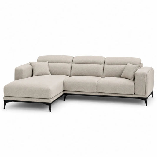 Ecksofa mit Ottomane Stoff Beige 230x150x85 cm