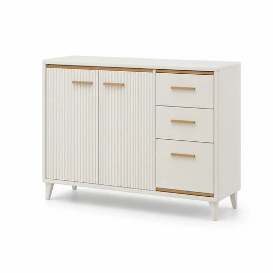 Sideboard mit 2 Türen und 3 Schubladen aus MDF Weiß 120cm