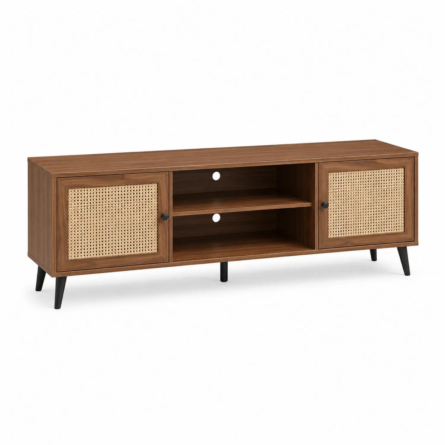 TV-Schrank aus MDF-Holz mit Rattantüren 160x40x50 cm