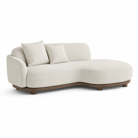 Beiges Sofa mit Holzrahmen und Polyesterbezug