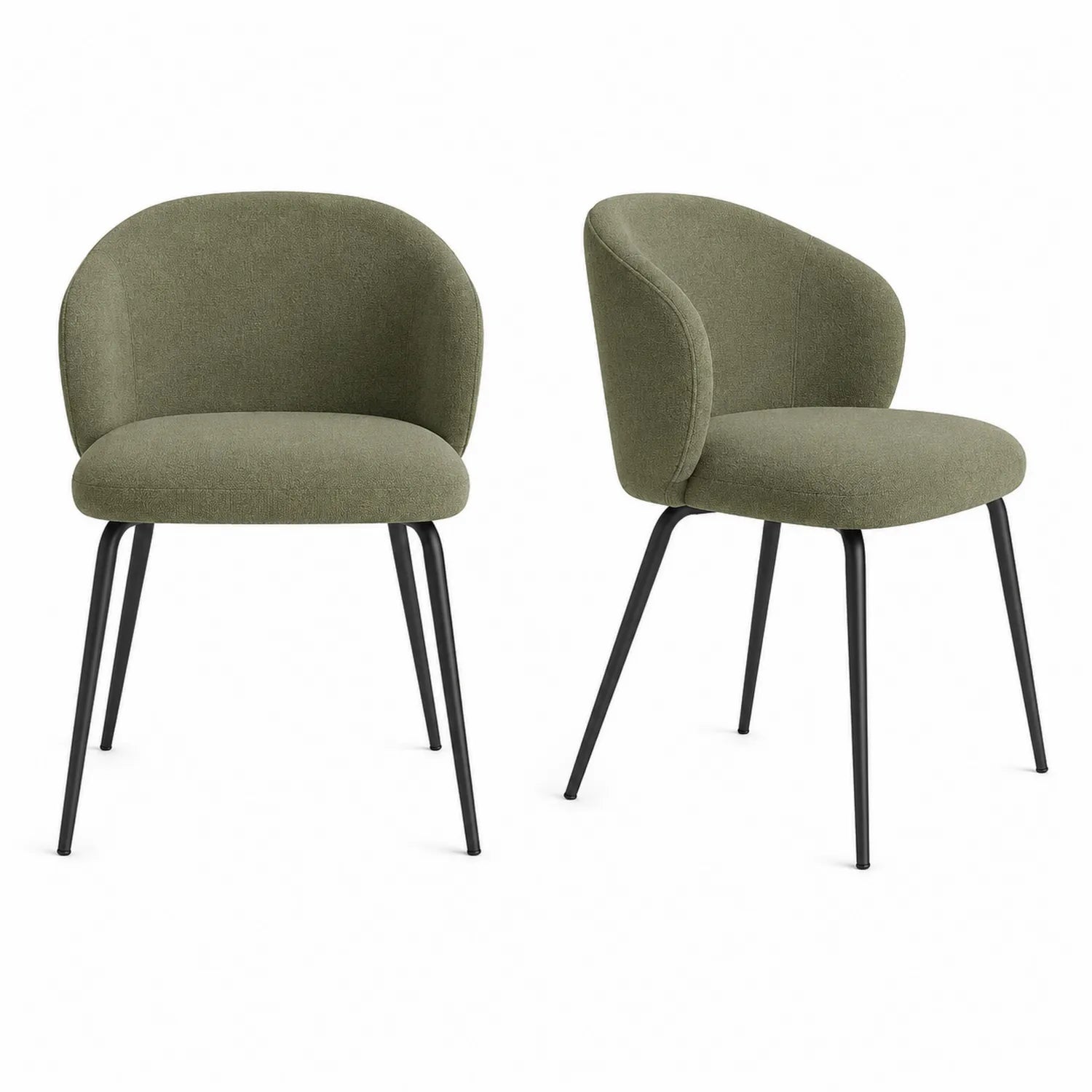 2er-Set Esszimmerstühle Polyester Metallrahmen Olivgrün