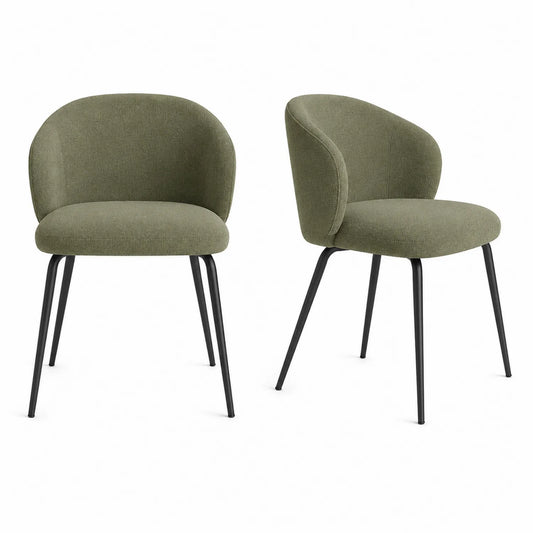 2er-Set Esszimmerstühle Polyester Metallrahmen Olivgrün