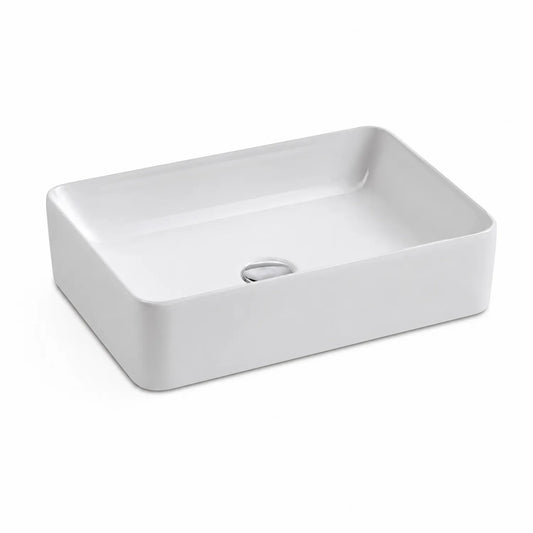 Rechteckiges Keramik-Waschbecken Weiß 60cm