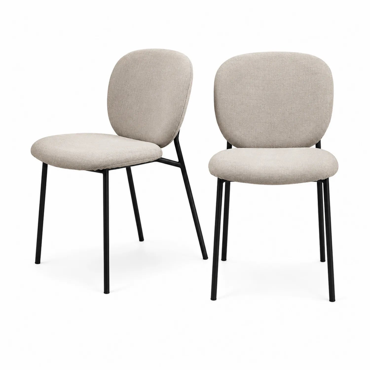 2er Set Esszimmerstühle Stoff Beige Metallgestell