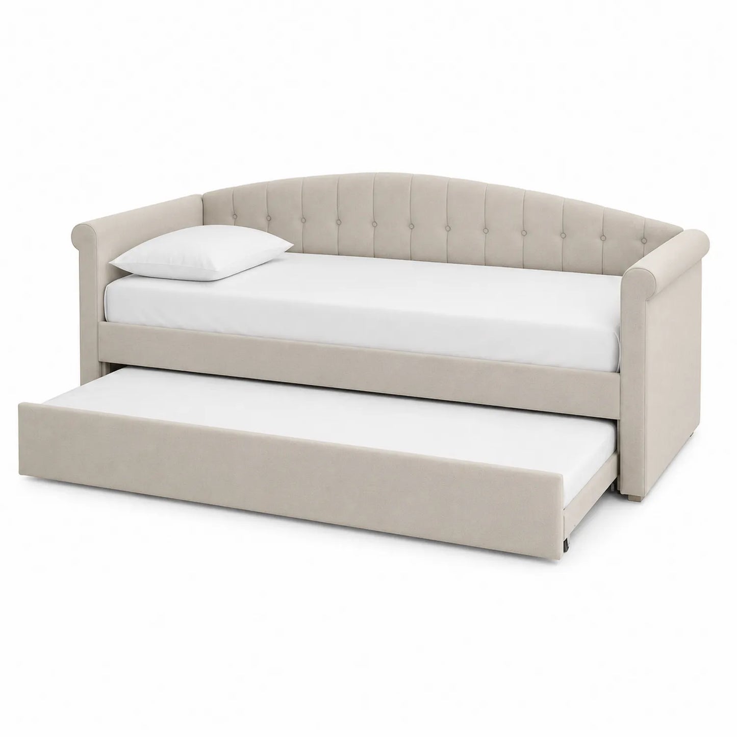 Samt-Polstersofa mit Ausziehbett 90x200 cm Beige