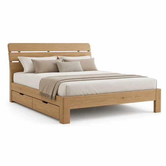 Holzbett Eiche mit Stauraum 200x180 cm