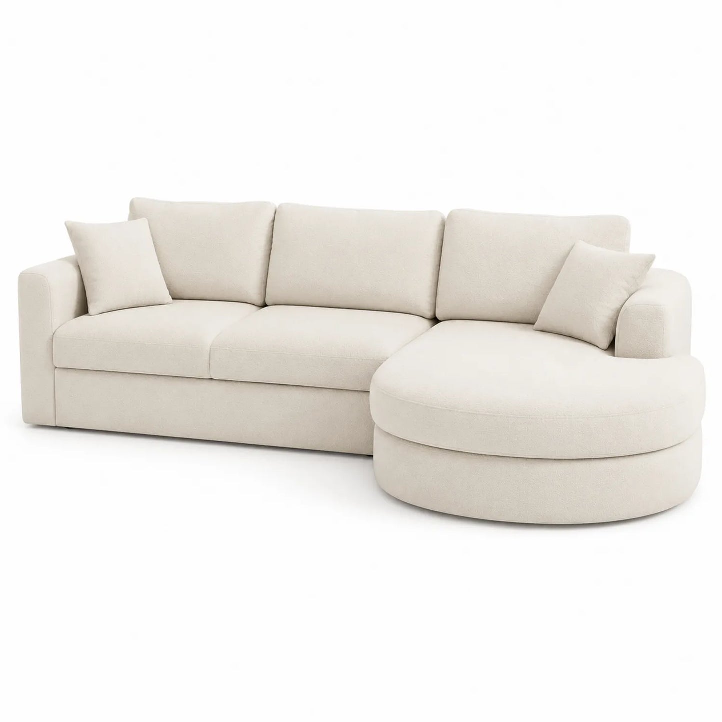 Ecksofa aus Polyester mit Kissen Beige
