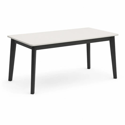 Rechteckiger MDF- und Stahl-Esstisch, Weiß/Schwarz, 160x90x75 cm