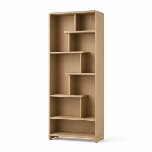 Eichenholz Bücherregal mit 6 festen Regalböden 185x80x30 cm