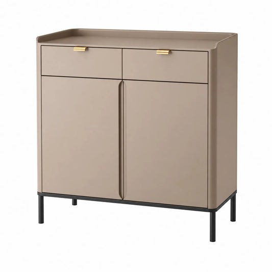 Sideboard mit 2 Türen und 2 Schubladen Holz Beige Metallbeine 80x40x90 cm