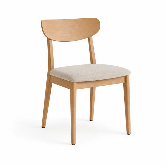 Esszimmerstuhl Holz mit Polyestergewebe Natur Beige