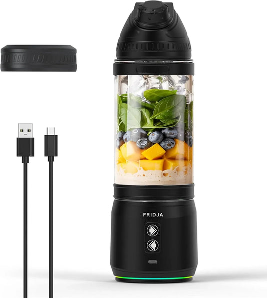 F500 Tragbarer Mixer, Premium USB-C wiederaufladbar, 6 gezackte Edelstahl-Klingen, 240W, 700 ml, auslaufsicher & kompakt, BPA-frei