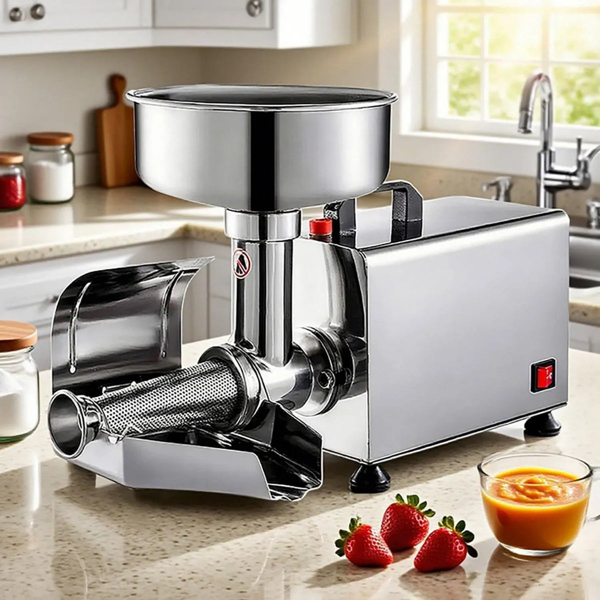 Tomatenpassiermaschine, 450 W, Tomatenpresse, Edelstahl, 90–160 kg/h, Tomatenmühle aus Edelstahl