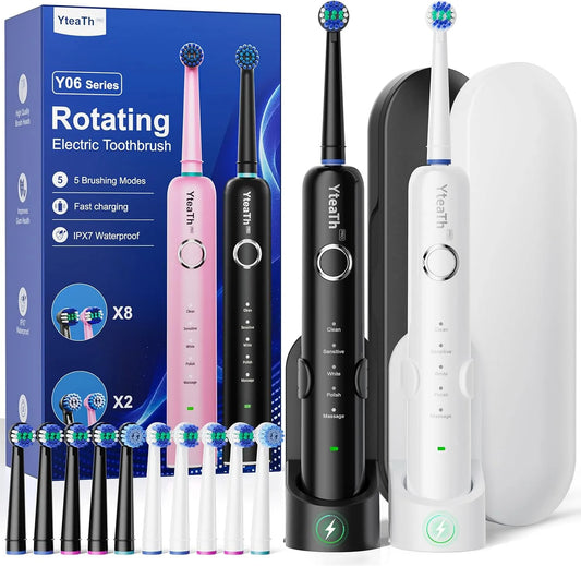 IPX7 Zahnbürste, Elektrozahnbürste, IP65, 5 Modi, Schwarz, für Erwachsene
