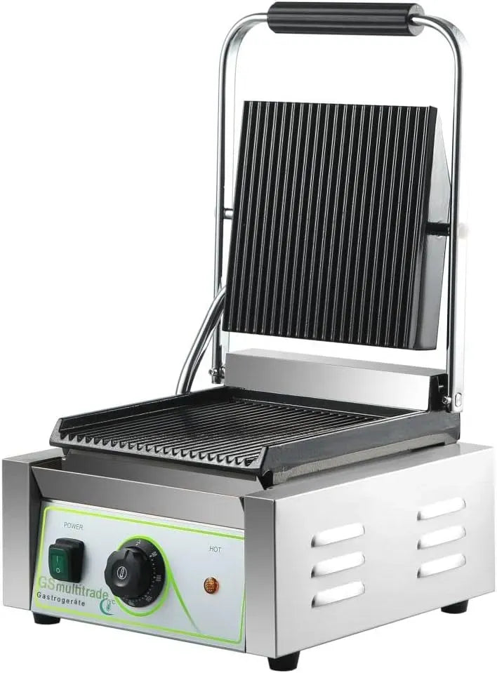 Toaster, Grill, Gusseisen, elektrischer Brotröster, Kontaktgrill und Paninigrill, Sandwichtoaster mit geriffelter Gusseisenplatte Paninigrill