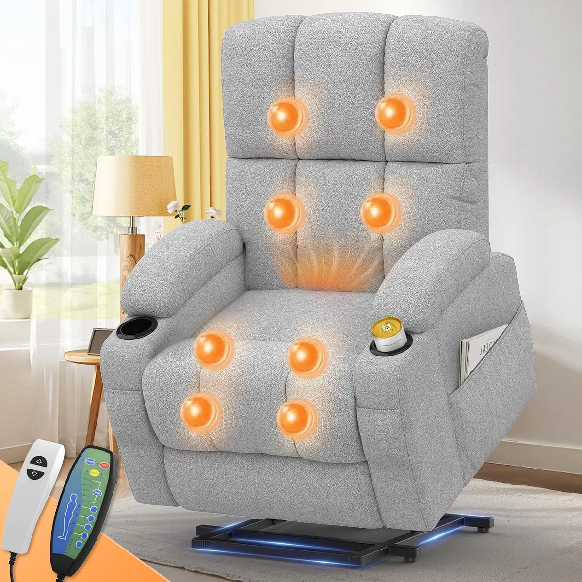 Relax- und Massagesessel, USB, 4 Aufbewahrungstaschen & 2 Getränkehaltern, USB + Typ-C Ladeanschlüsse