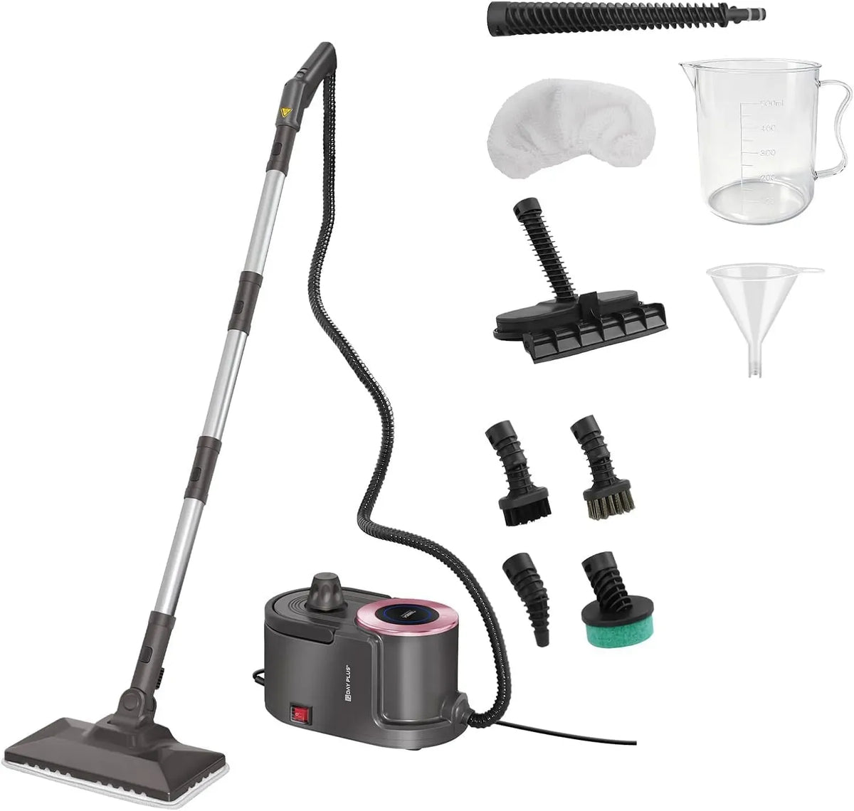 Dampfreiniger 12-in-1, 1,9 L, 2000 W, Druckdampf, 4,5-5 Bar Hochdruck Dampfmopp mit 1,9L Großtank, 3m Langkabel Dampfgerät, & 40 Min Dauerbetrieb