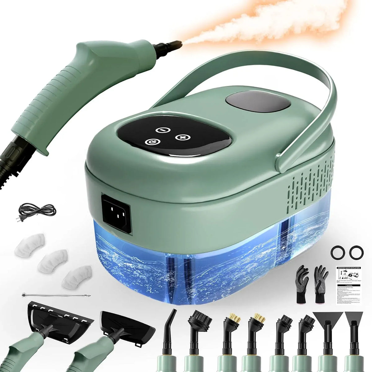 Dampfreiniger 15s, 1,1 L, großer Wassertank, Grün