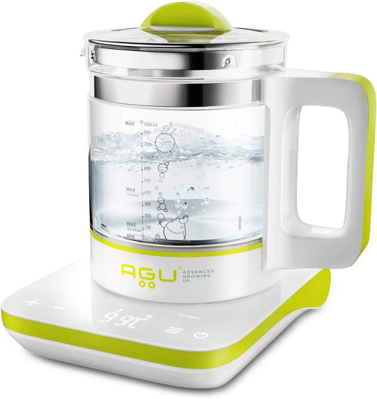 Wasserkocher, AGU, Warmhaltefunktion, Dampf, Bubbly Digitaler 6-in-1-Flaschenwärmer, Schadstoff- & BPA-frei, Dampfgarer