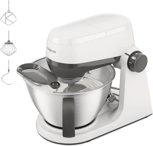 Kenwood KHC30.000WH Küchenmaschine, 4,3 L, 1000 W, leise, Weiß, 44% leiser*, 4,3l Rührschüssel mit Griff, 1,7kg Teigkapazität, 7 Geschwindigkeiten