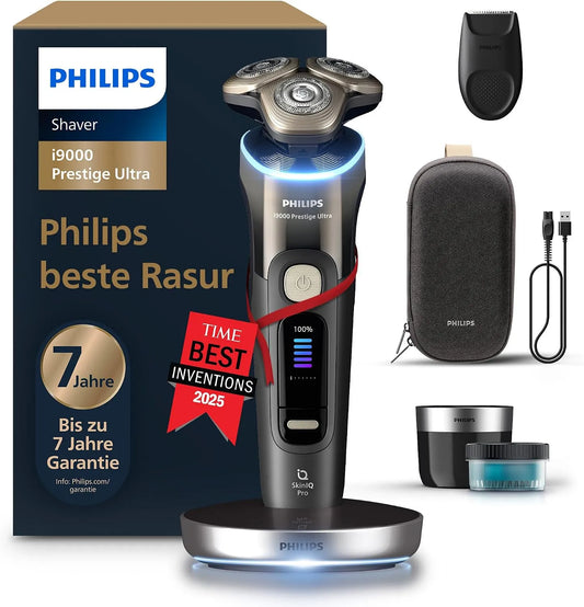 Philips i9000 XP9405/31 Reinigungsstation, Bewegungssensor, Ladestation, Rasierer, IPS-Panel, Schwarz, für Herren