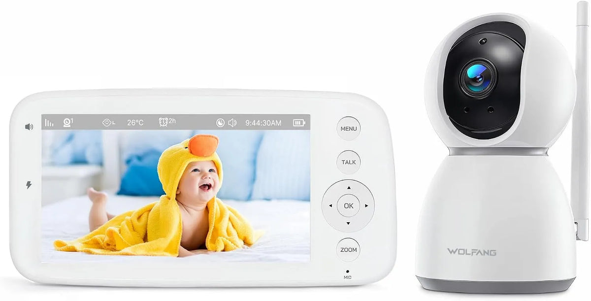720P 20-Stunden-Akku Stunden-Akku, Babyphone, Kamera, Babyüberwachungsgerät, WLAN, 2 Temperaturzonen, kabellos, WOLFANG