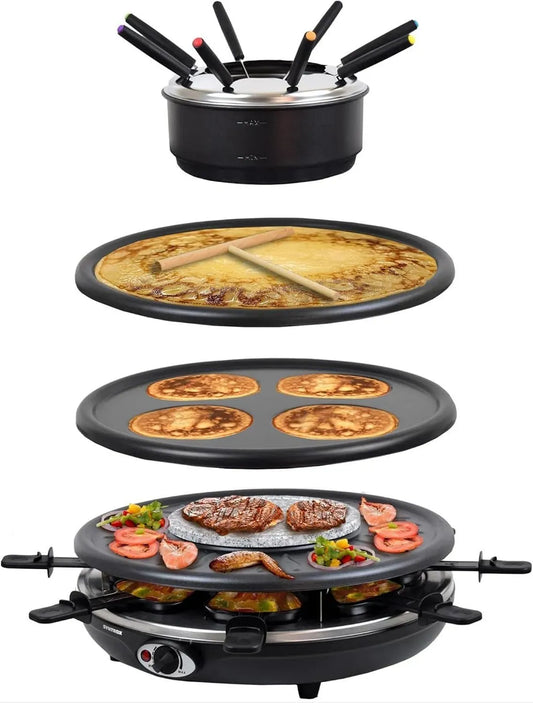 Crepe Maker, Raclette-Grill, Küchengerät, Fondue, 1350 W, Antihaftbeschichtung
