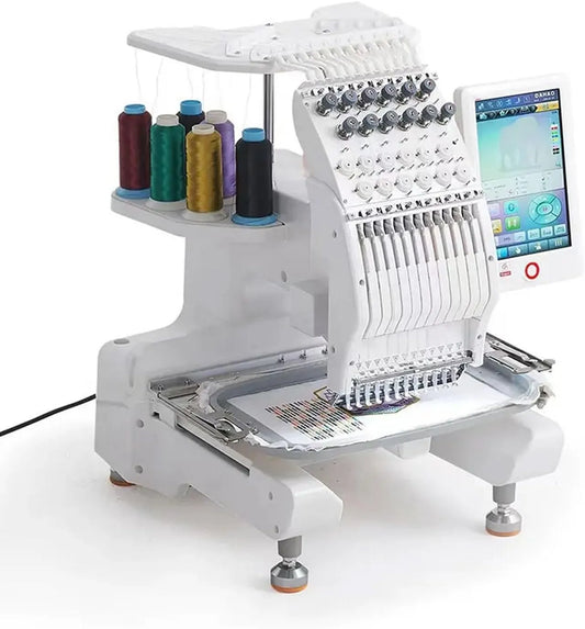 12-Nadeln-Stickmaschine Heimcomputer-Nähmaschine, elektrische Nähmaschine, Stickautomat, Touch-Bedienung, für Hüte und Kleidung